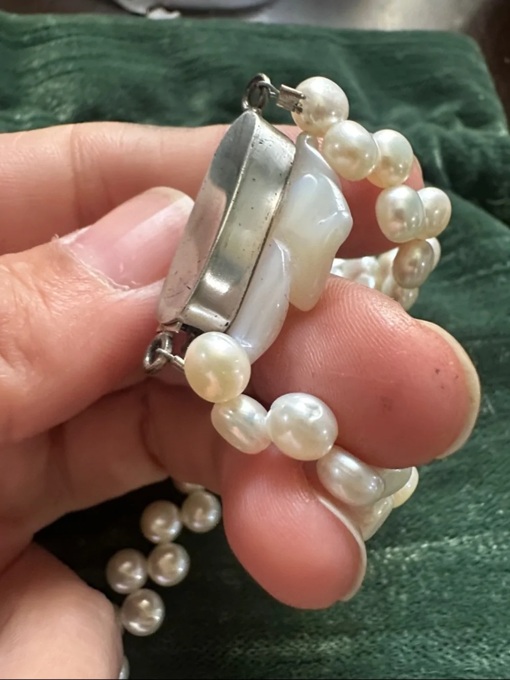 925 Cultured Pearl Necklace with Mother of Pearl